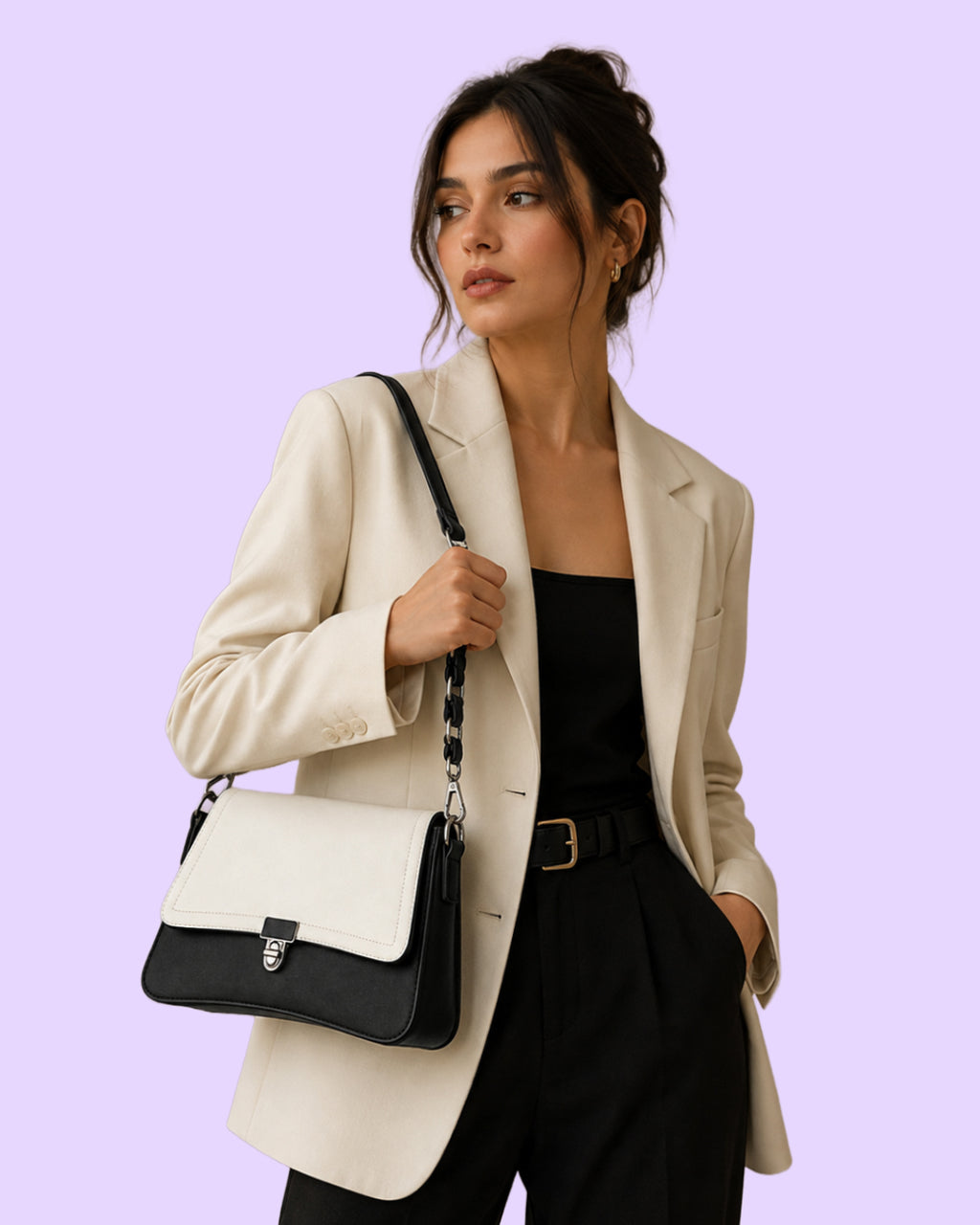 Monochrome Twist Shoulder Bag