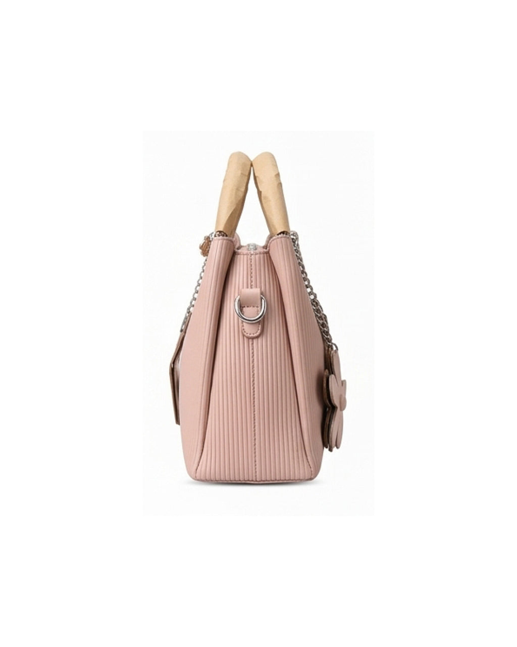 The Blush Floral Charm Ribbed Satchel