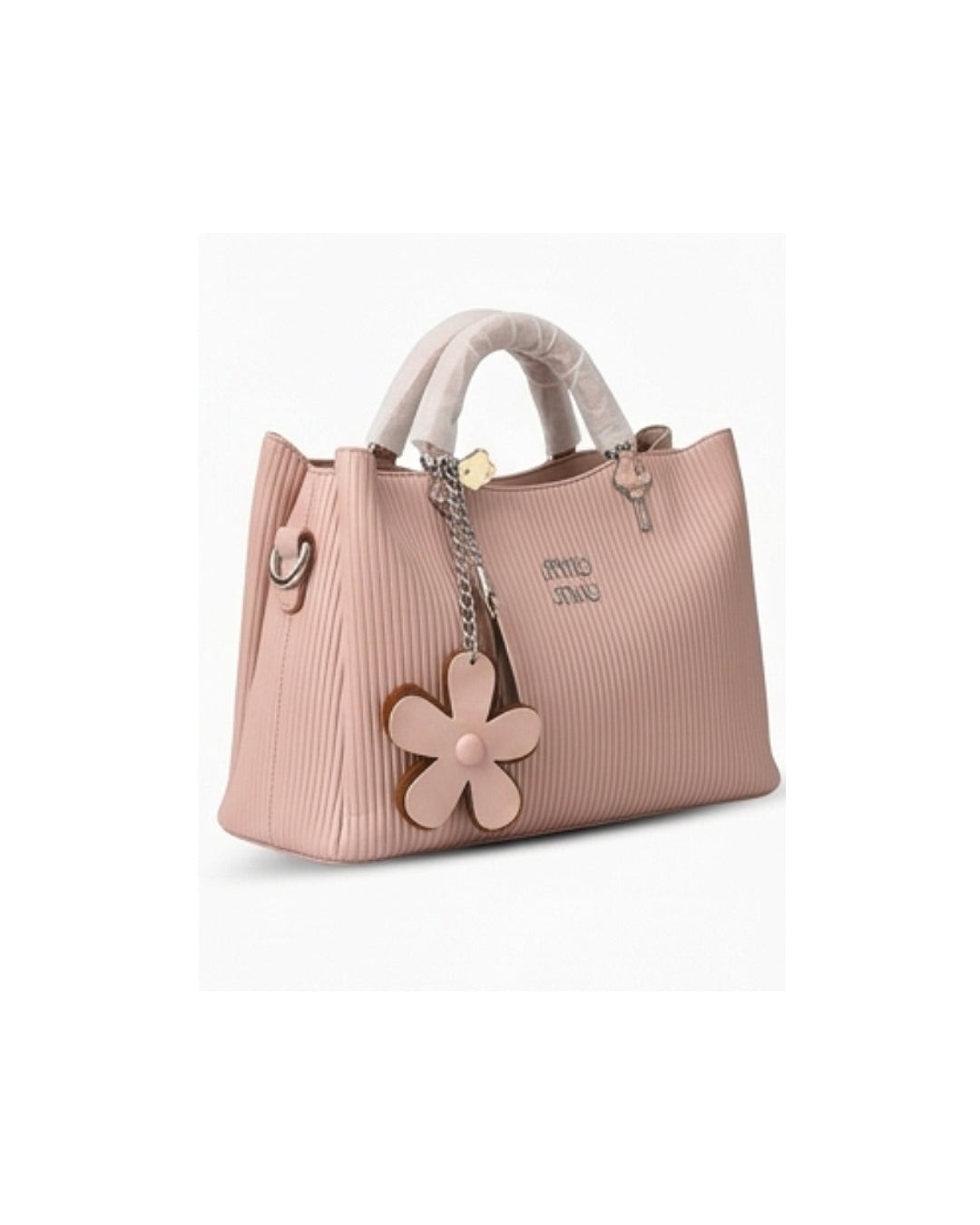The Blush Floral Charm Ribbed Satchel