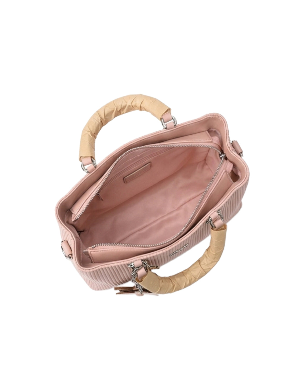 The Blush Floral Charm Ribbed Satchel