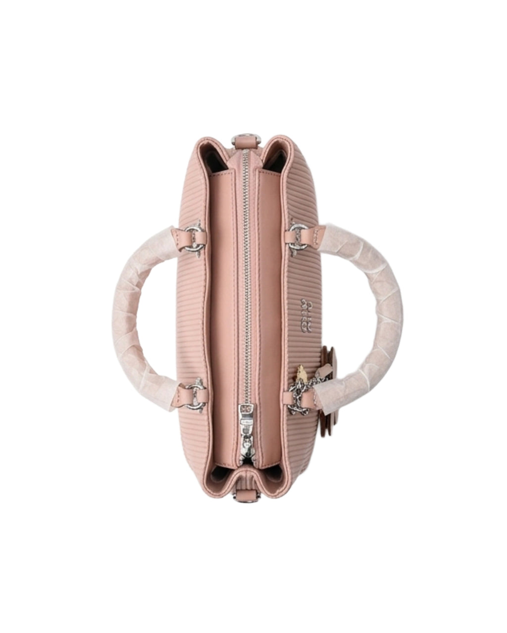 The Blush Floral Charm Ribbed Satchel