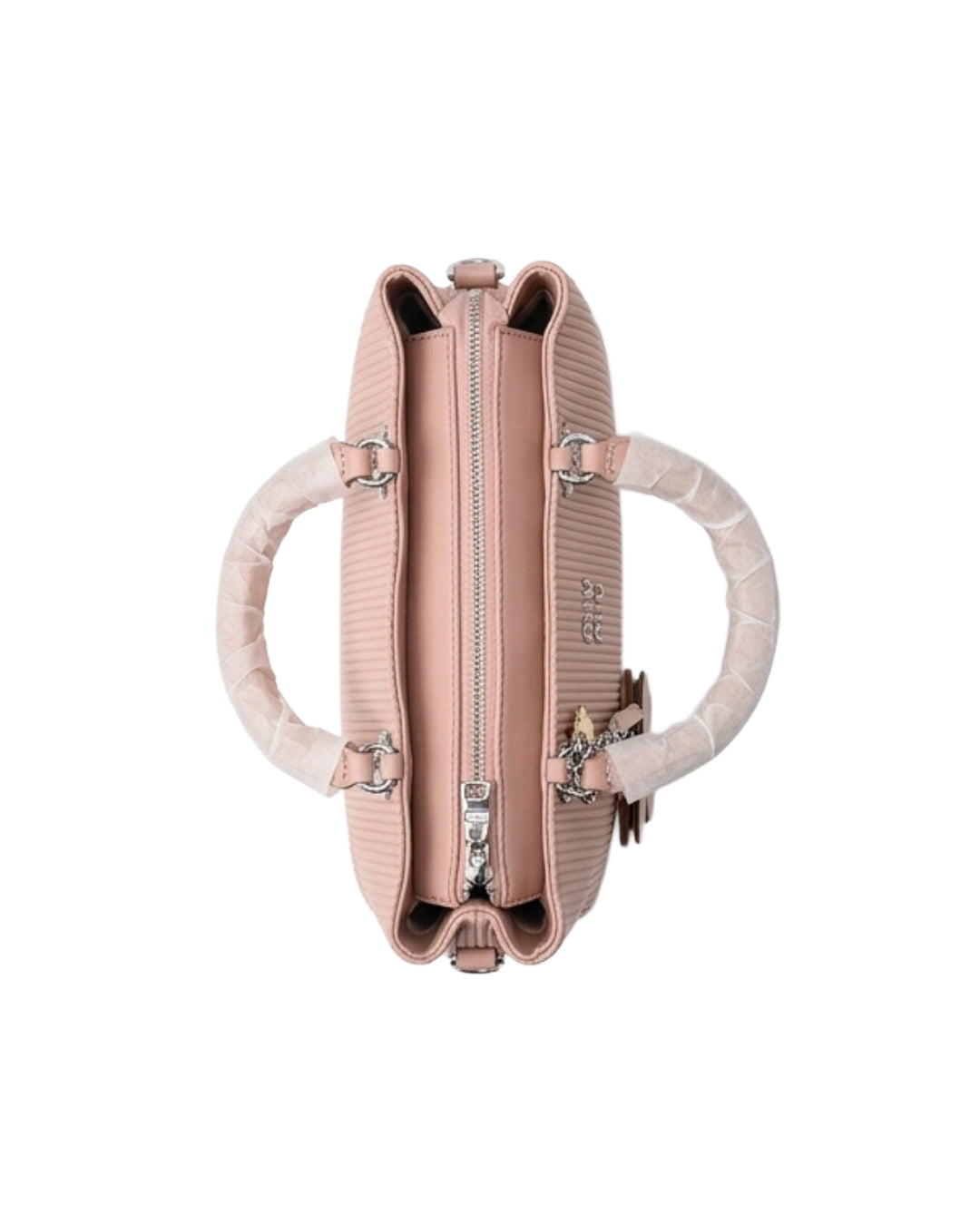 The Blush Floral Charm Ribbed Satchel