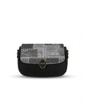 The Miu Black Patchwork Saddle Bag