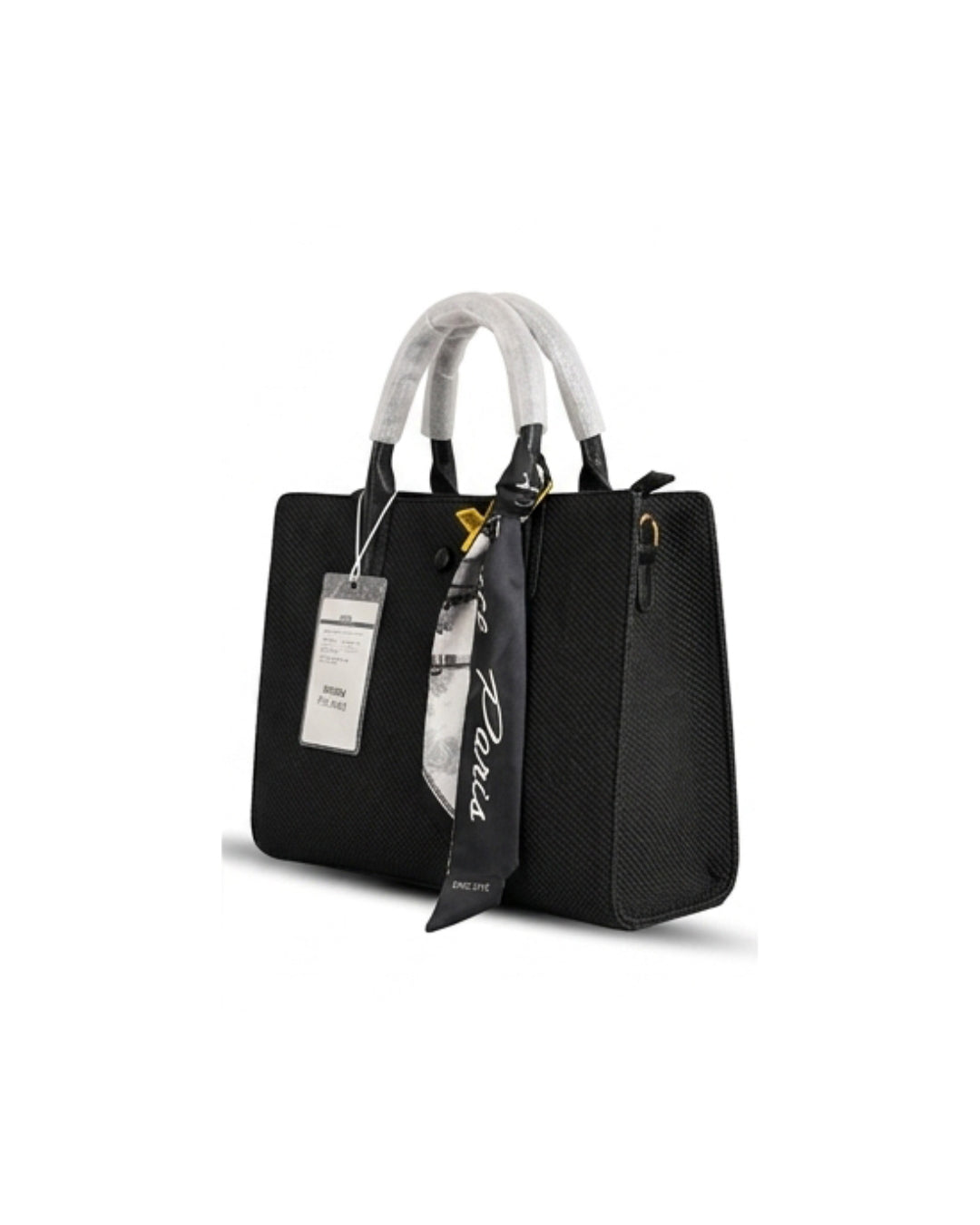 The Black Textured Paris Scarf Bag