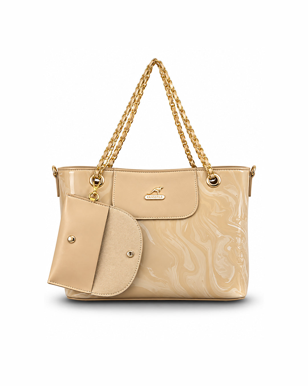 The Beige Marbled Chain Tote