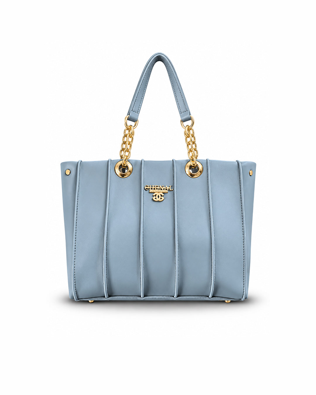 Chenal Blue Pleated Chain Tote