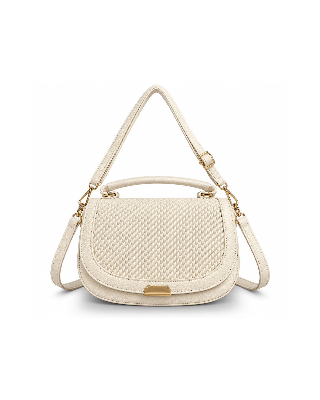 Cream Textured Saddle Bag