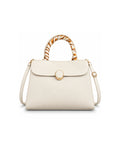 Cream Scarf-Wrapped Handle Satchel