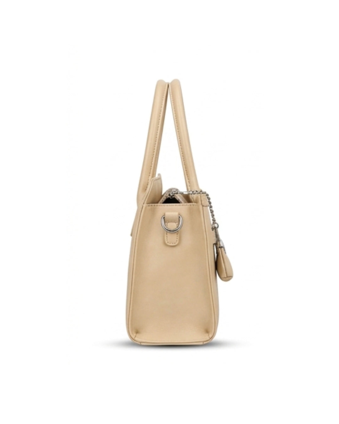 The Cream Belted Lock Handbag