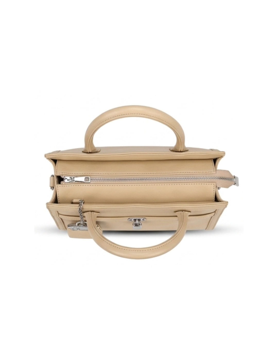 The Cream Belted Lock Handbag