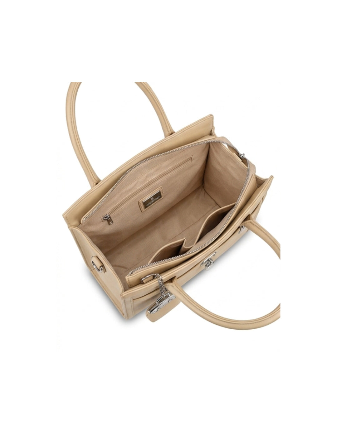 The Cream Belted Lock Handbag