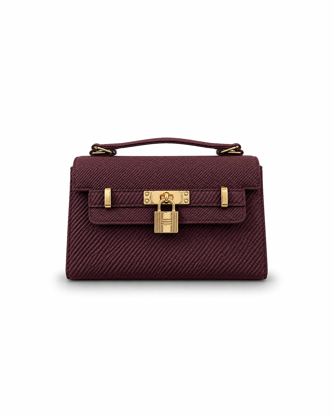 Burgundy Textured Padlock Satchel