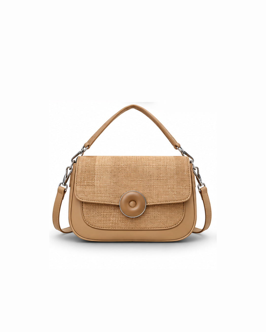 The Tweed Circle-Button Flap Bag