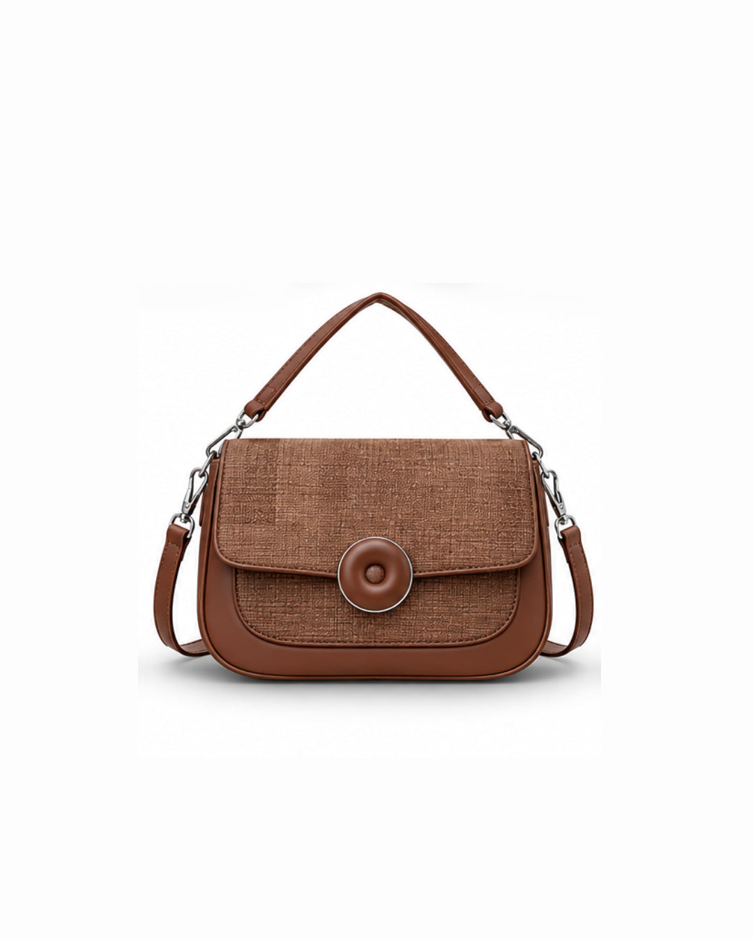 The Tweed Circle-Button Flap Bag