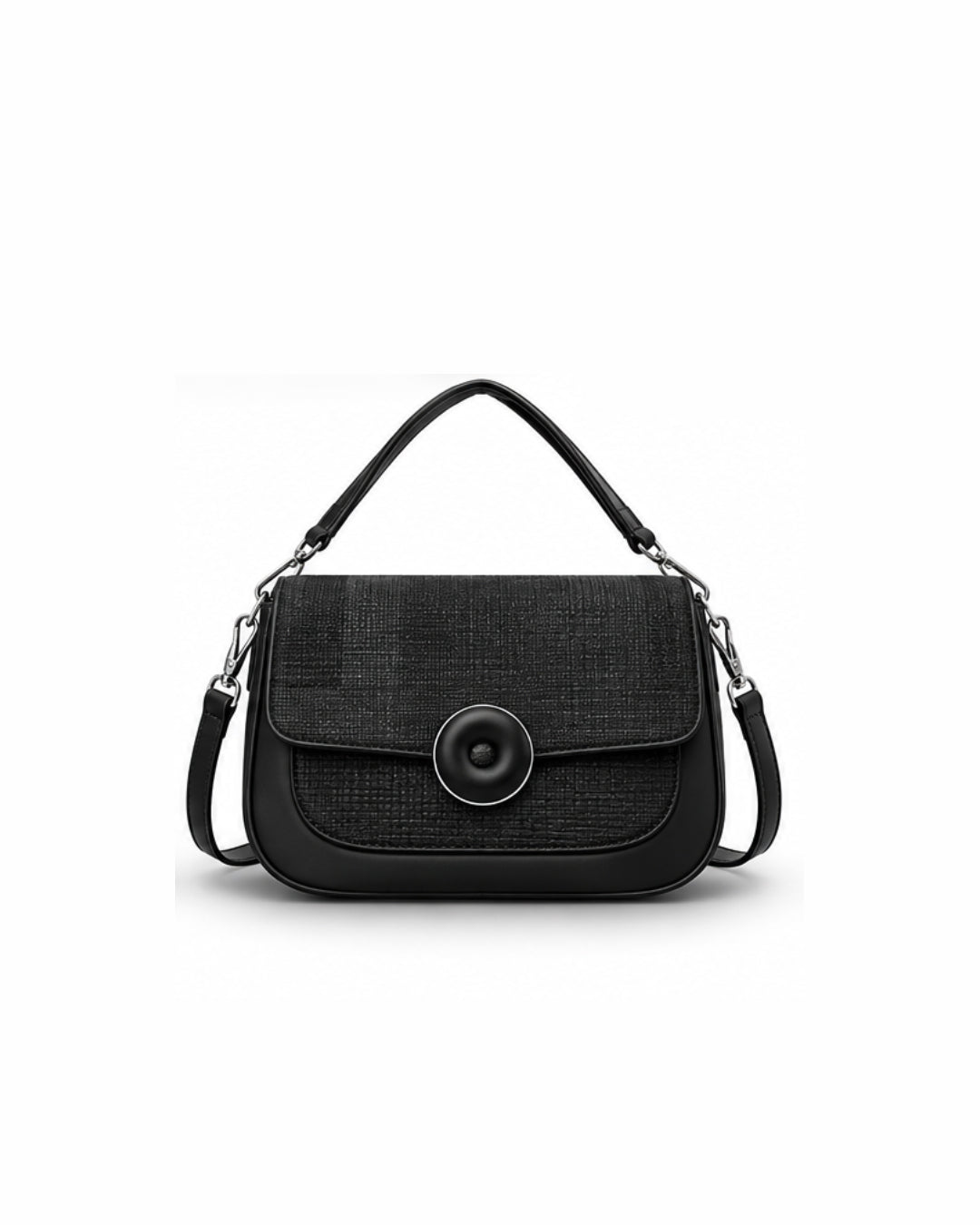 The Tweed Circle-Button Flap Bag