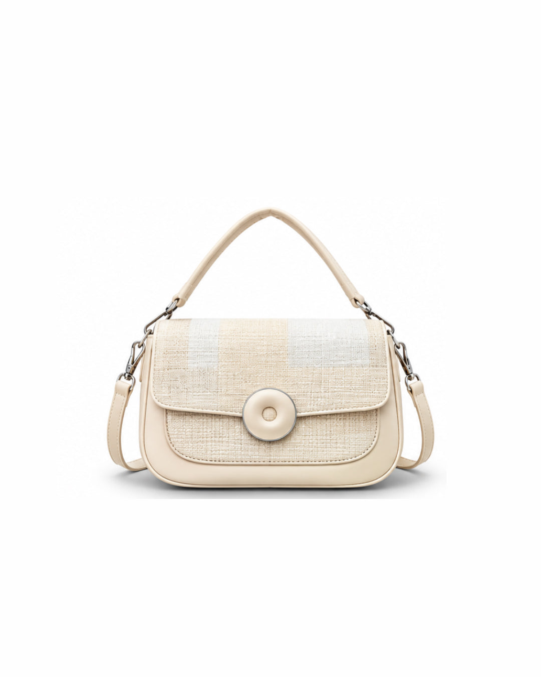 The Tweed Circle-Button Flap Bag