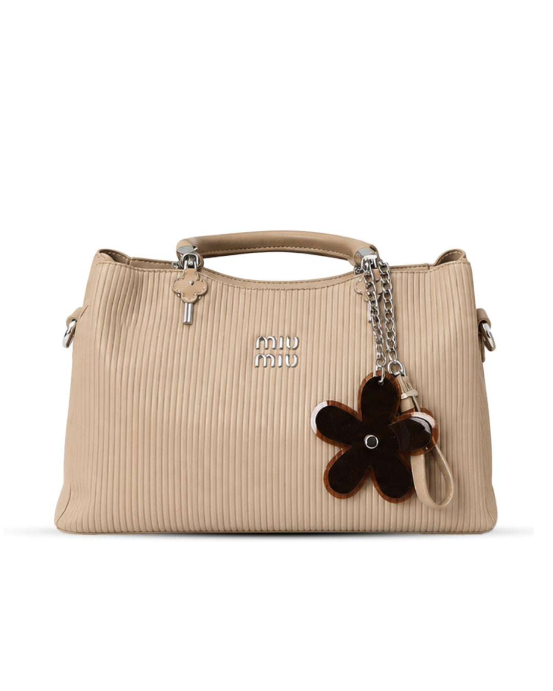 The Blush Floral Charm Ribbed Satchel