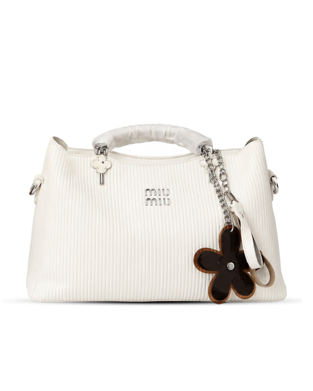 The Blush Floral Charm Ribbed Satchel