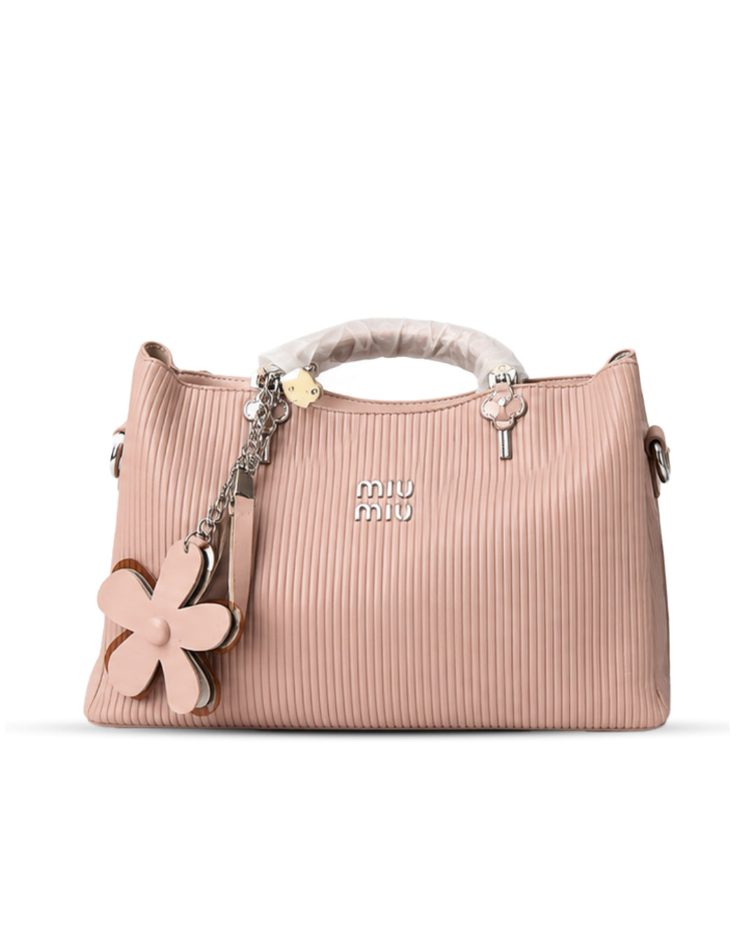 The Blush Floral Charm Ribbed Satchel