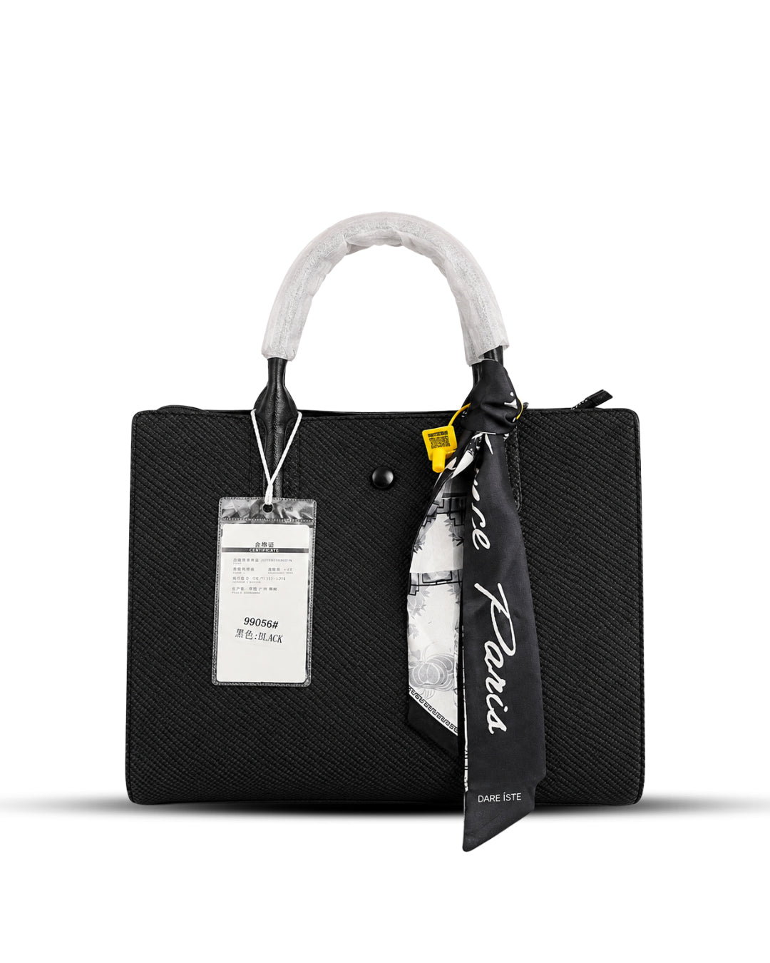 The Black Textured Paris Scarf Bag