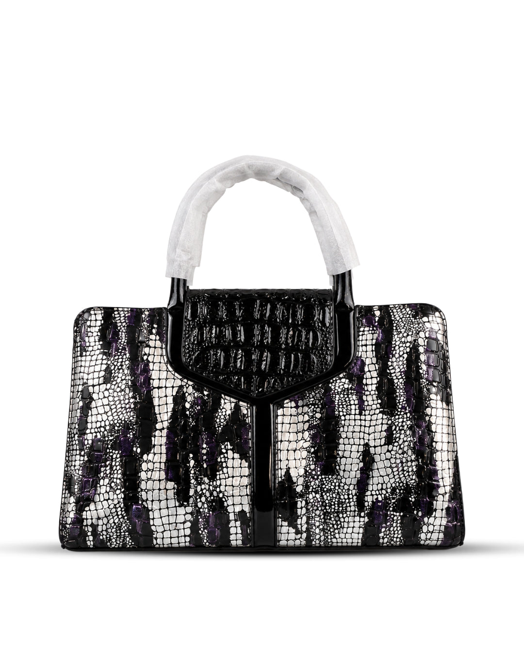 The Violet Metallic Lizard-Croc Satchel
