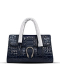 The Glossy Navy Croc Satchel