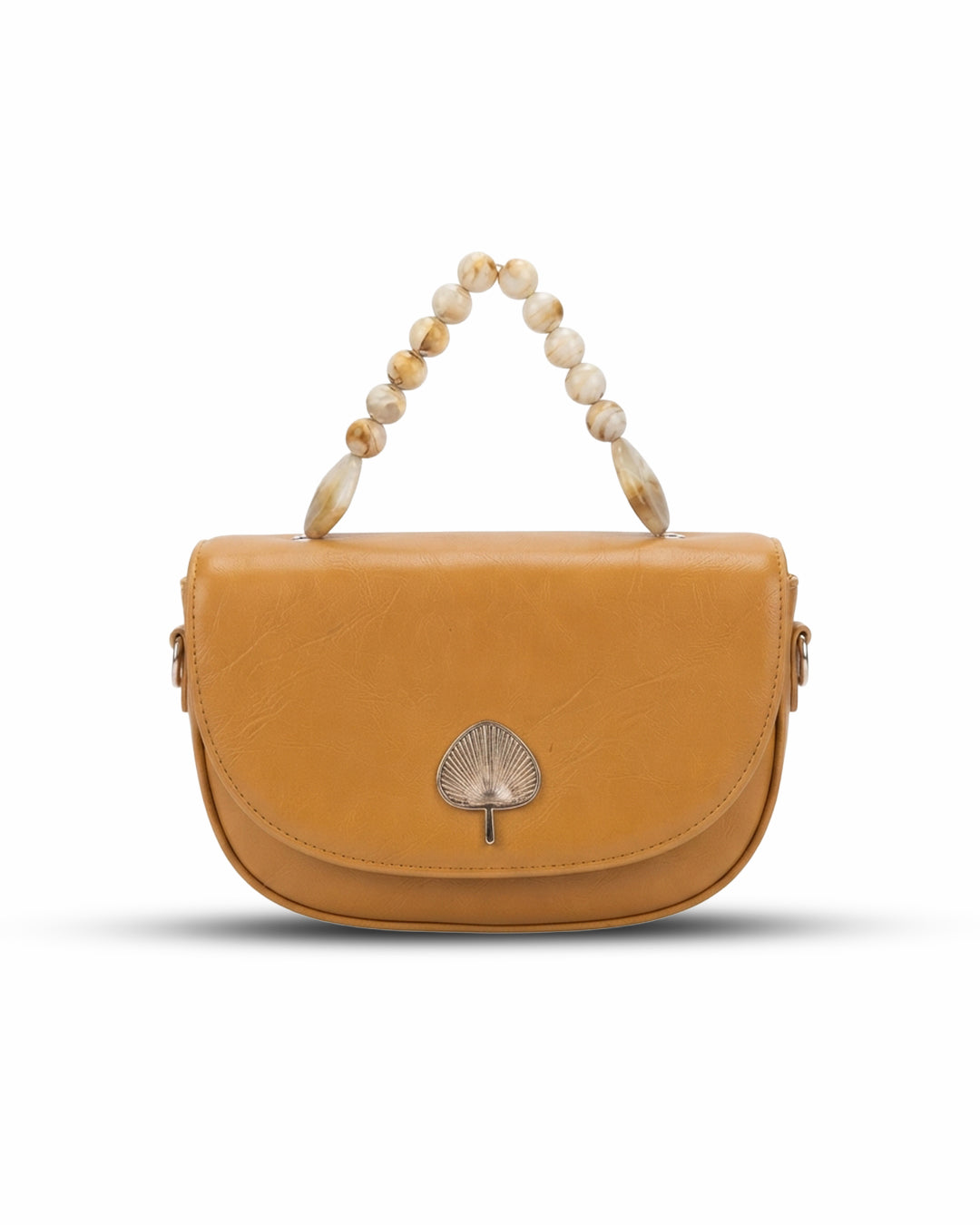 The Leaf-Embellished Handle Saddle Bag