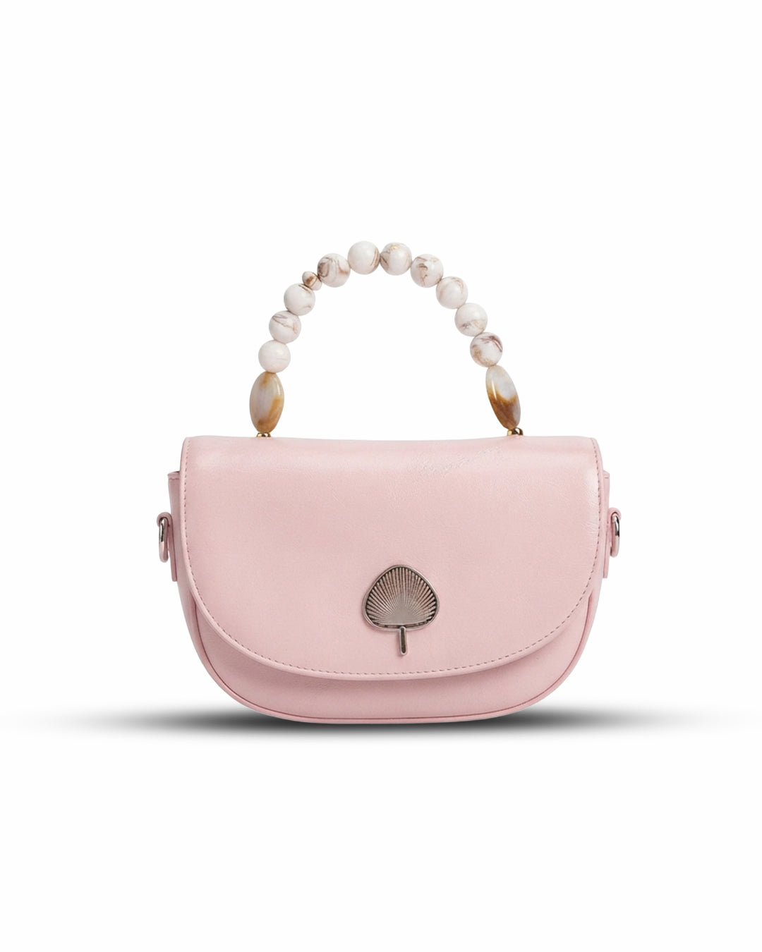The Leaf-Embellished Handle Saddle Bag