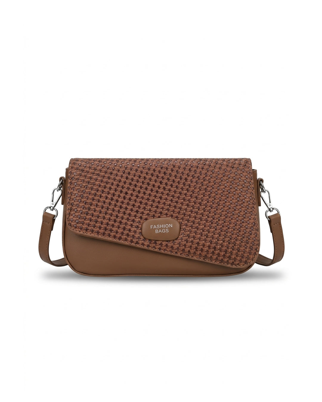 The Woven Texture Asymmetric Flap Crossbody Bag