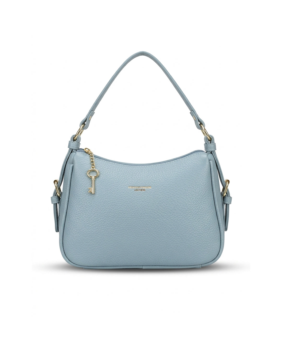 The Key-Charm Pebble-Textured Shoulder Bag