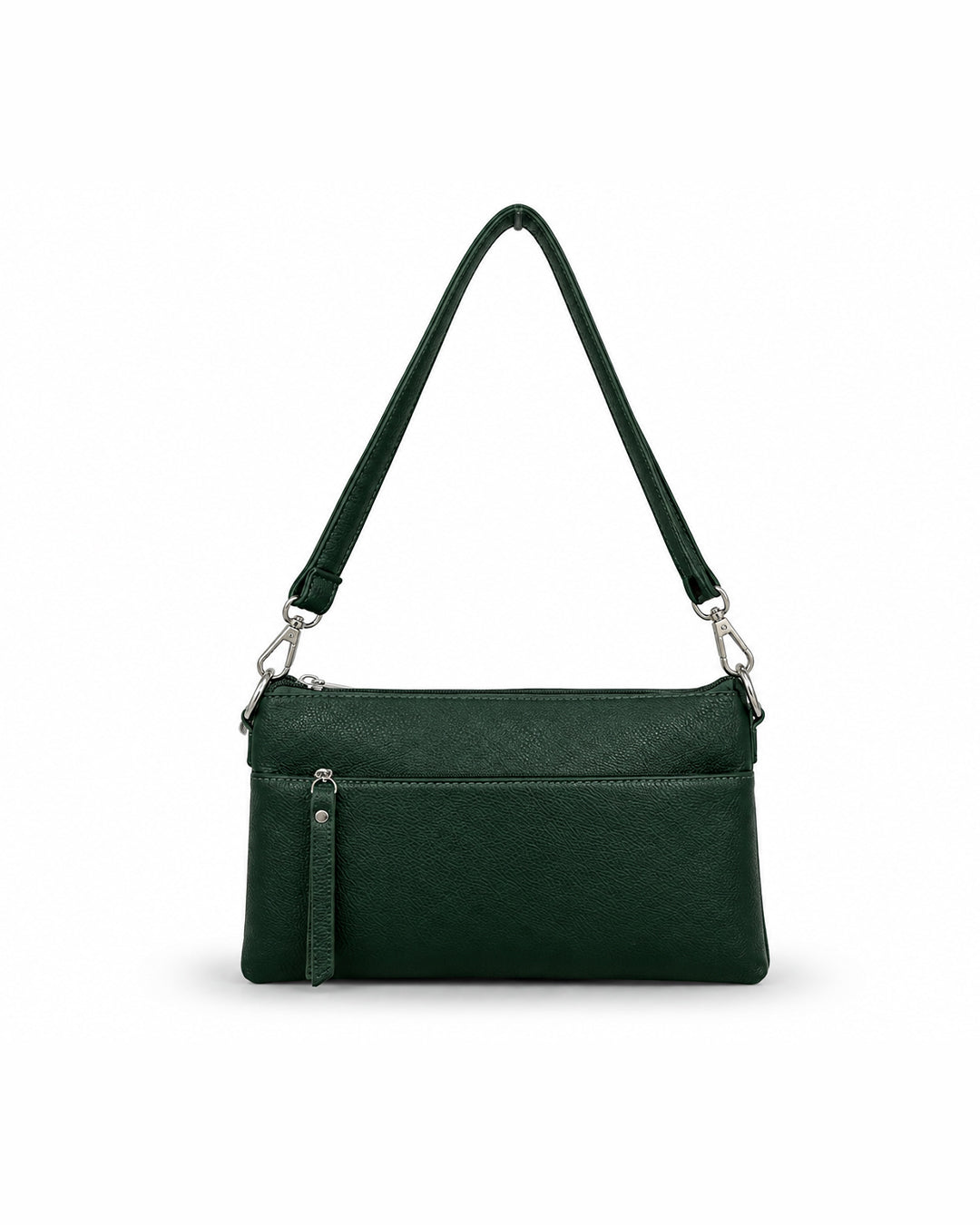 The Front-Zip Pocket Pebble-Textured Shoulder Bag