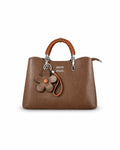 The Braided Handle Floral Charm Structured Tote