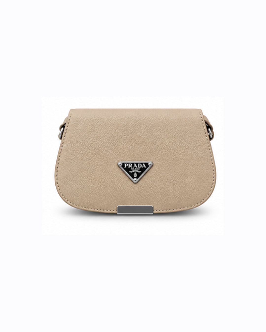 The Triangle-Logo Pebble-Textured Saddle Bag