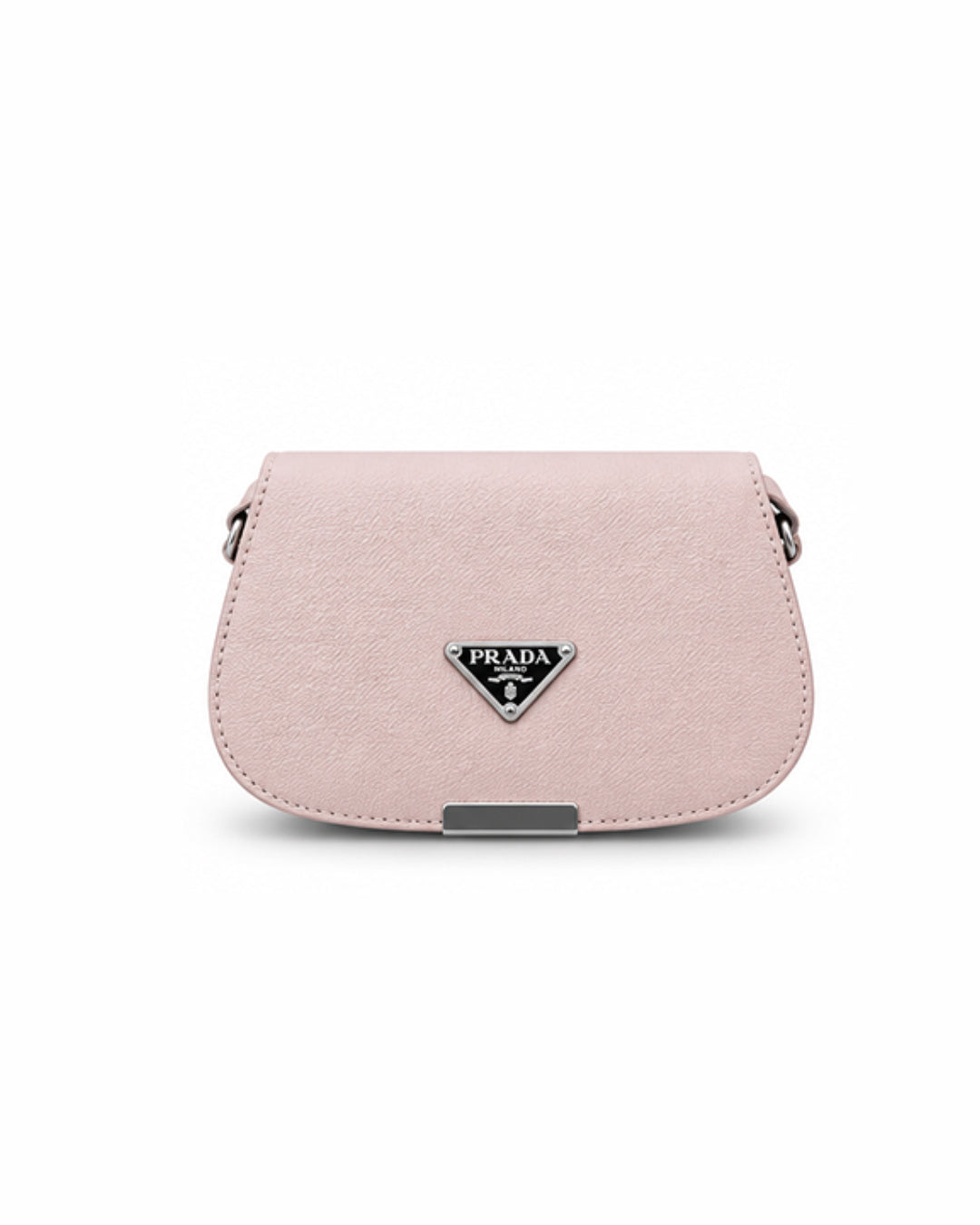 The Triangle-Logo Pebble-Textured Saddle Bag