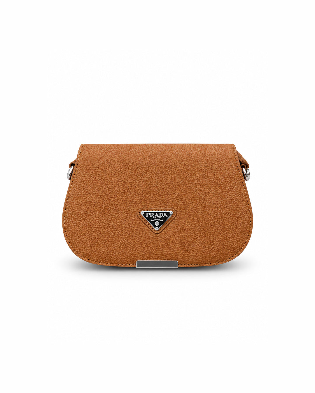 The Triangle-Logo Pebble-Textured Saddle Bag