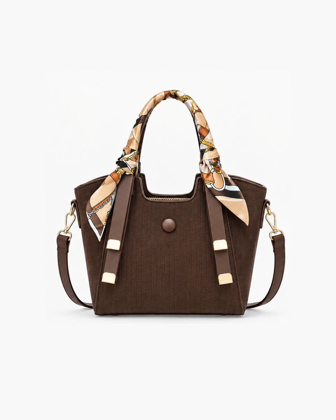 The Scarf-Wrapped Structured Handbag