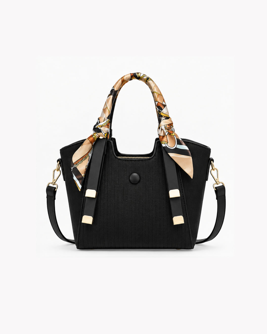 The Scarf-Wrapped Structured Handbag