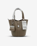 The Miniature-Pouch Pebble-Textured Bucket Bag