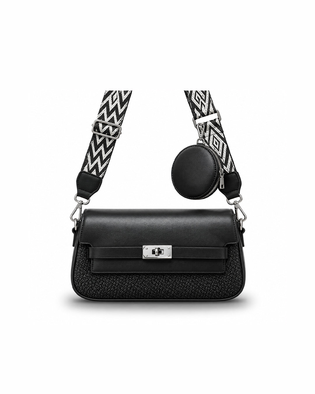 Crossbody Bag with Patterned Strap